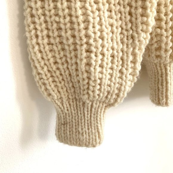 HANDKNIT Heavy Fisherman Knit Sweater Cream Vintage - Picture 5 of 7